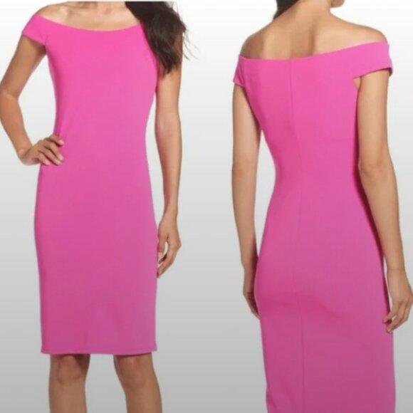 Eliza J Dresses & Skirts - ELIZA J Fuchsia Off the Shoulder Knee Length Midi Dress Size 4